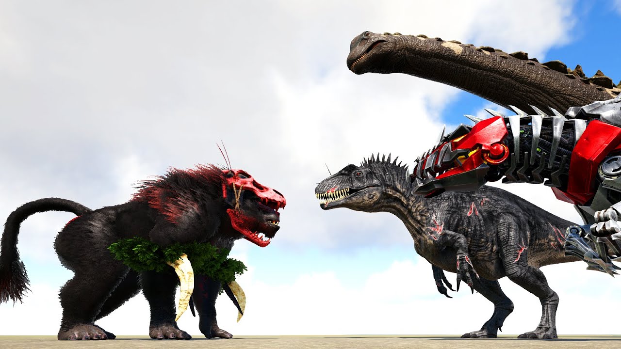 DINOPITHECUS KING vs. SAVAGE ACRO/TEK GIGA and More | ARK Dino Battle 🦎