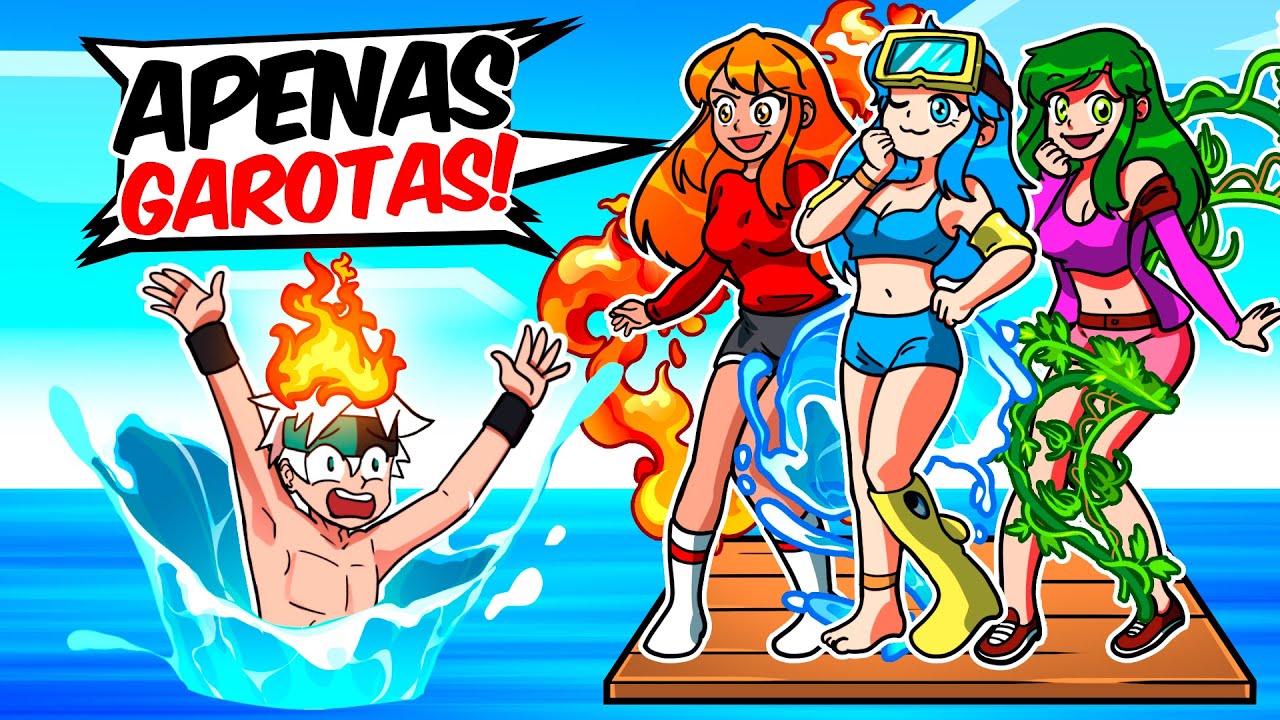 SOU O ÚNICO MENINO na JANGADA ELEMENTAL do Minecraft
