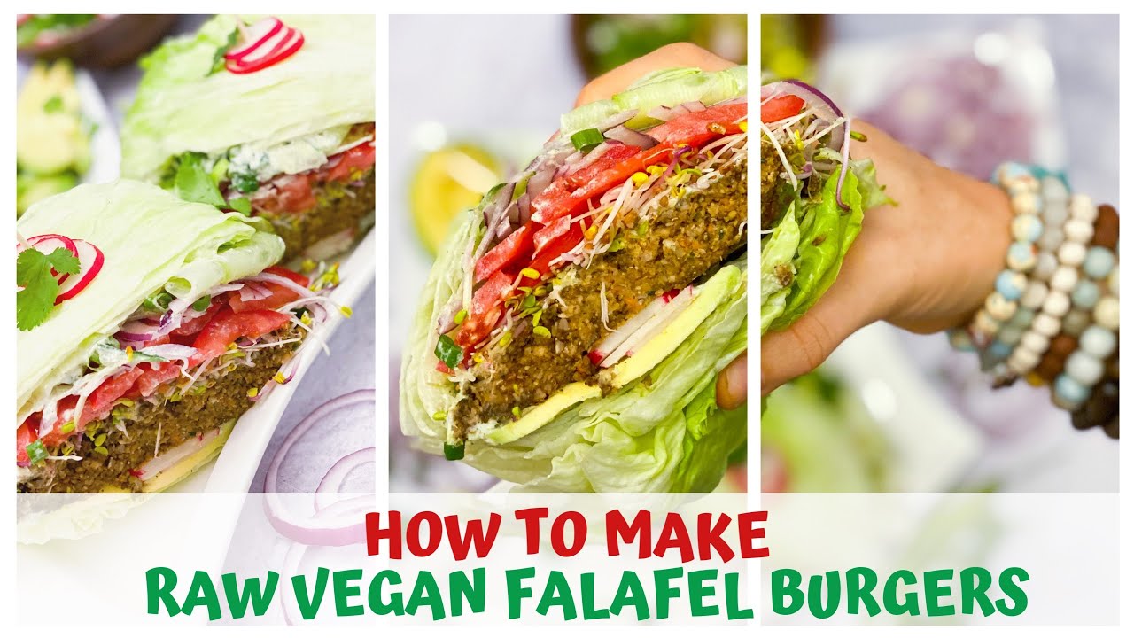 FALAFEL BURGER RECIPE in REAL-TIME • RAW VEGAN • HEALTHY FOOD