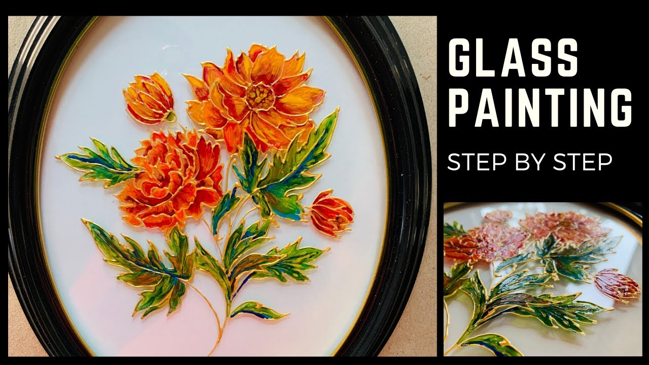 Glass Painting. Step by Step demonstration for beginners. Glass Painting shading technique.