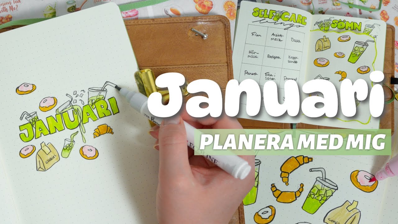 Bullet journal januari 2026 🧋 trackers, matchalatte & bakelser ✨