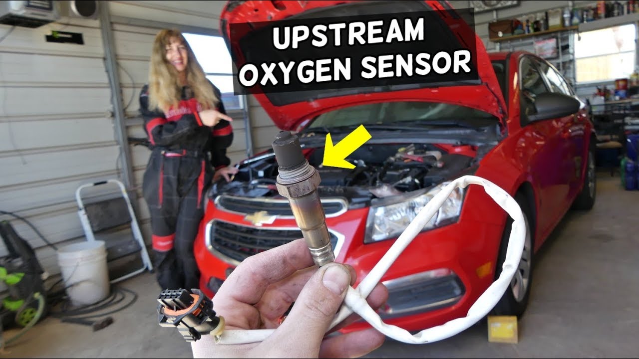 UPSTREAM OXYGEN SENSOR REPLACEMENT REMOVAL CHEVROLET SONIC, CRUZE.  OXYGEN SENSOR 1 LOCATION