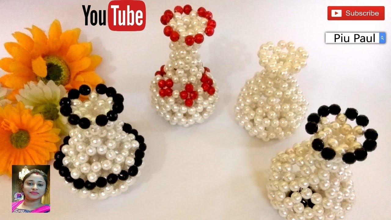 How to make flower vase,beaded flower vase,pearl flower pot,only 10 step