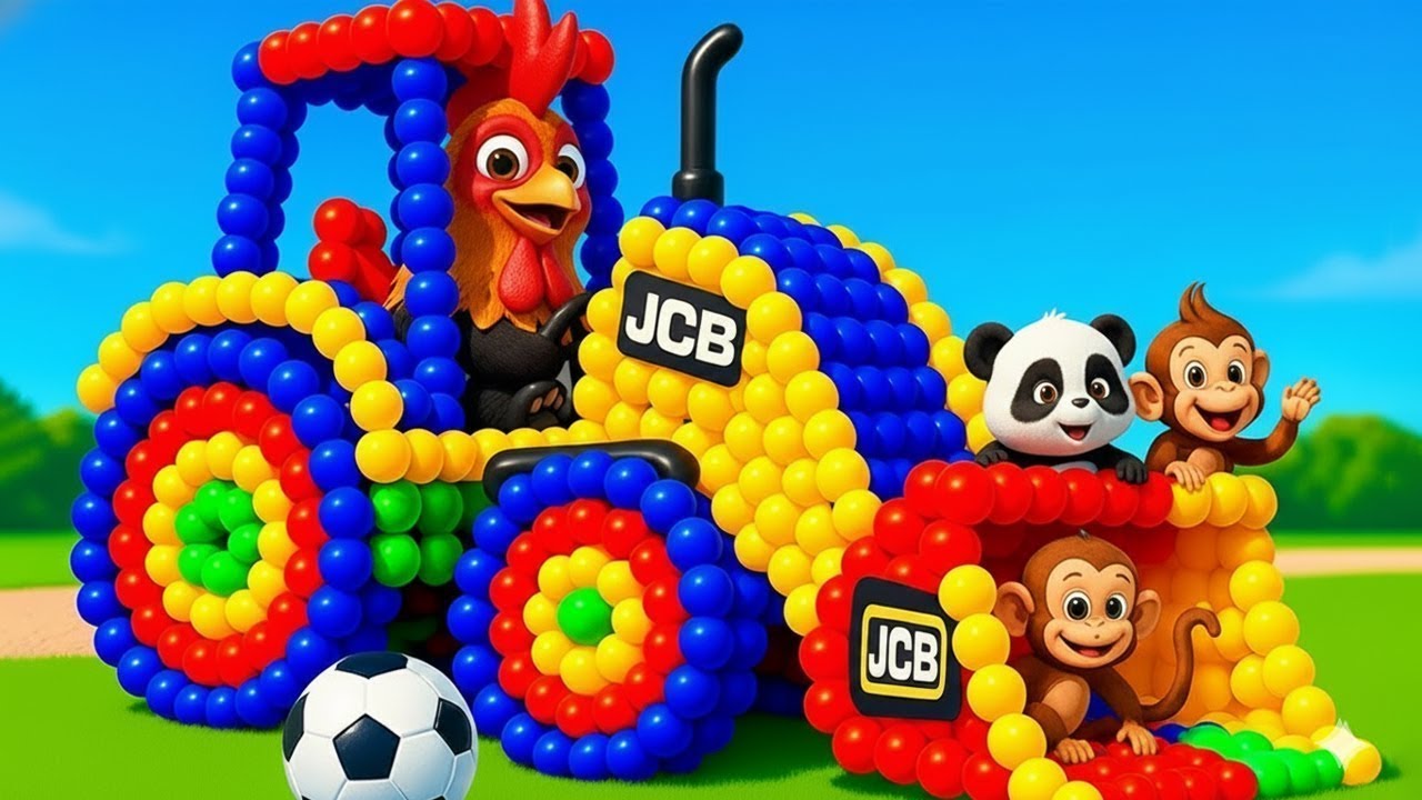 The mascot vibrato assistant JCB, Tractor on the football field is popular, creative