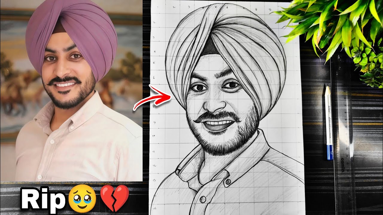 RIP 🥺💔 Rajvir Jawanda Drawing Outline, Rajvir Jawanda Art Tribute, Punjabi Singer Rajvir Jawanda 🕊️🙏