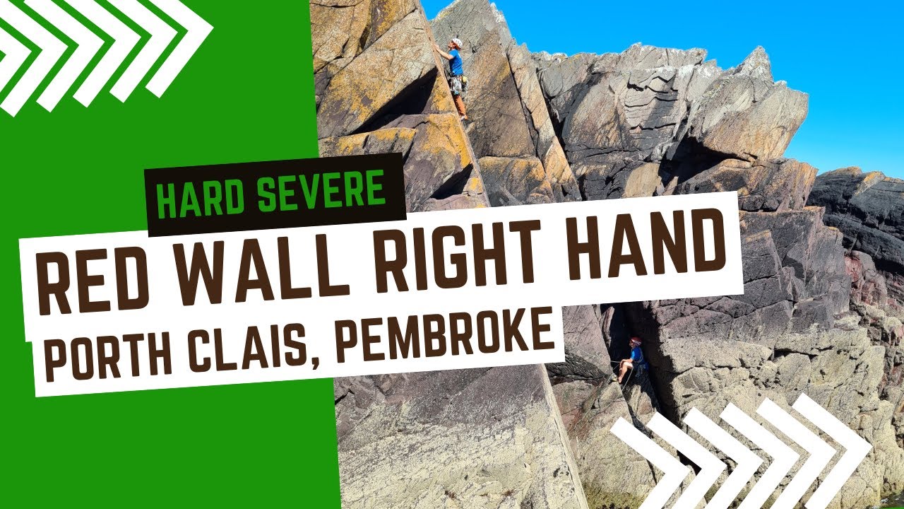 Pembroke trad climbing - Red Wall Right Hand - Hard Severe 4b** - Porthclais