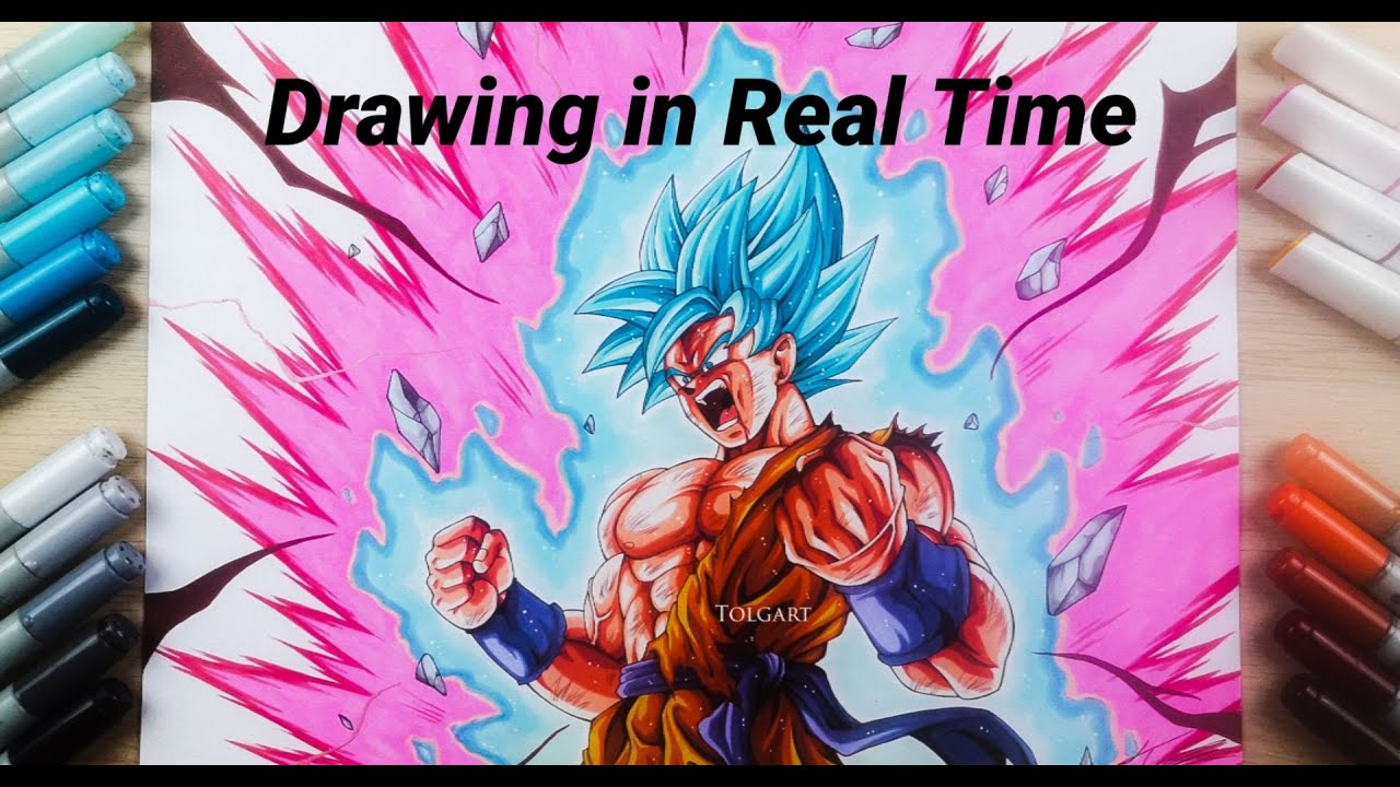 Drawing Goku SSj Blue Kaioken x10 in Real Time!