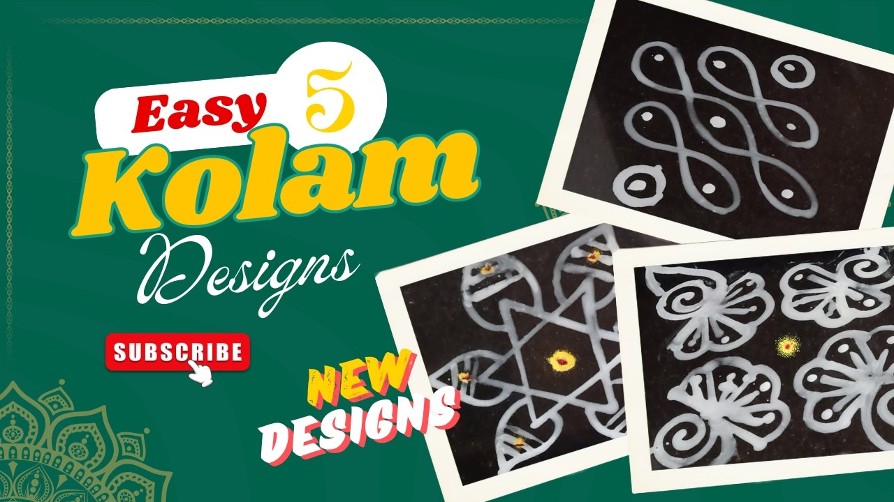 Easy 5 Daily Kolam Designs for Beginners | குட்டி கோலம் #rangoli #kolam #muggulu