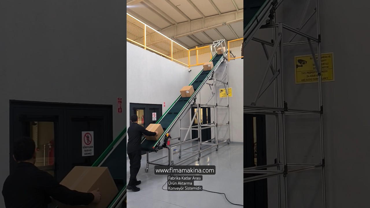 Eğimli Kat Arası Fabrika Konveyör Bant Sistemleri #conveyor #konveyör #konveyörbant #shorts #machine