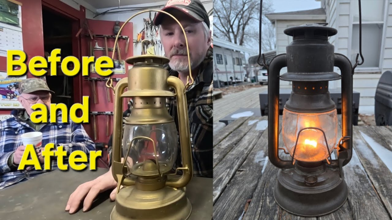 Century old Atlantic lantern made by Defiance, Let's clean off the gold paint & see if it'll light!