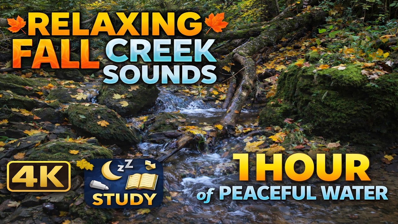 Fall Forest Creek Sounds 🍂 1 Hour of Peaceful Water for Sleep, Study & Deep Relaxation