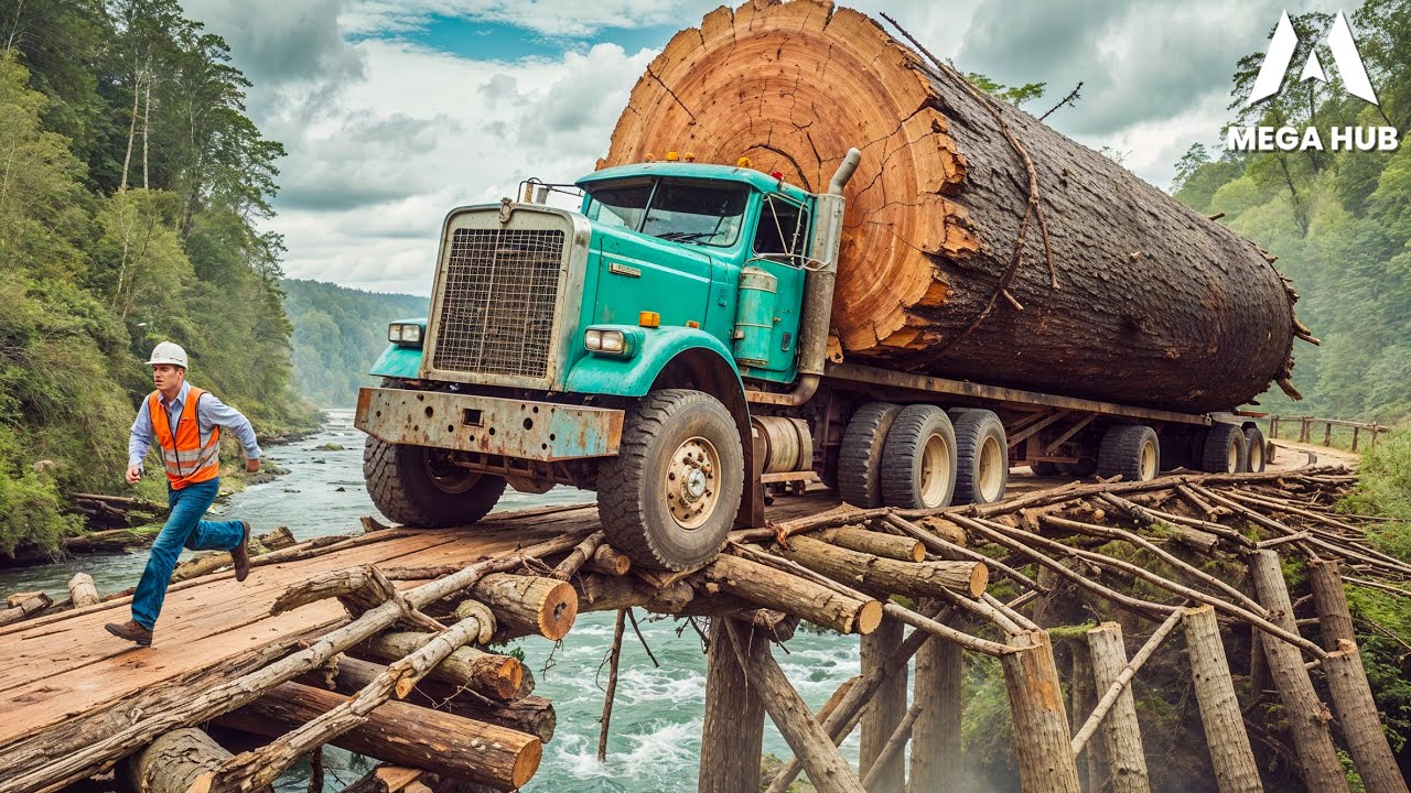 Most Dangerous Logging Truck Driving Skills | Fastest Chainsaw Tree Cutting! #13