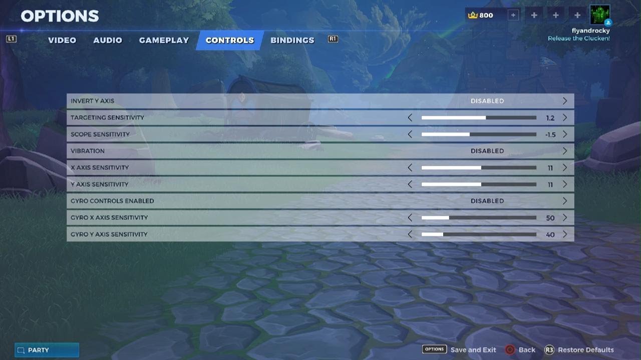 Realm Royale My Settings on PS5
