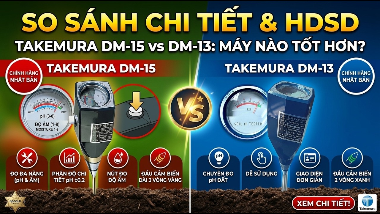 HDSD so sánh chi tiết máy đo pH đất Takemura DM15 và DM13  #comparison