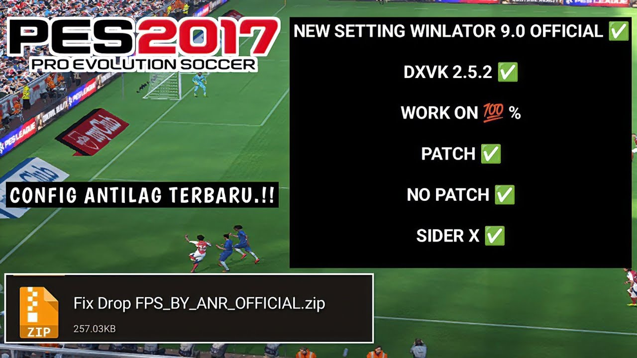 Cara mengurangi lag PES 2017 patch 2025 Winlator 9.0 official l fix frame drop #winlator90