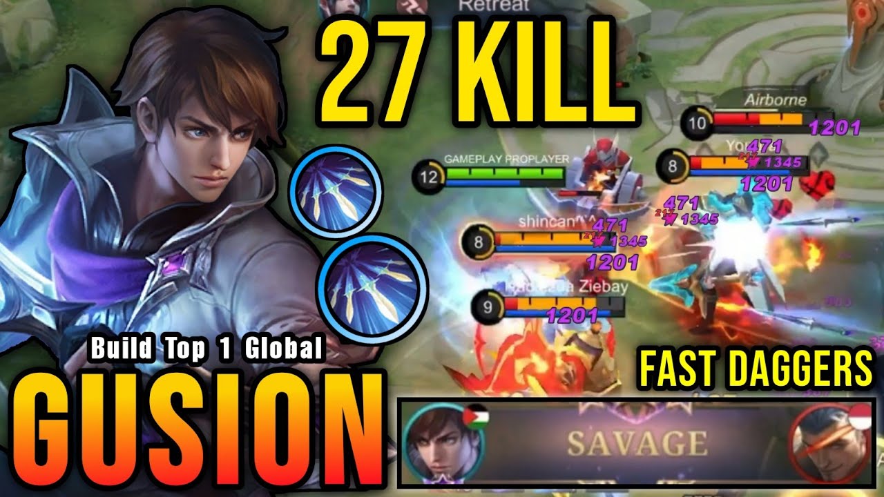 SAVAGE!! Fast Daggers Gusion Insane 27 Kills!! - Build Top 1 Global Gusion ~ MLBB