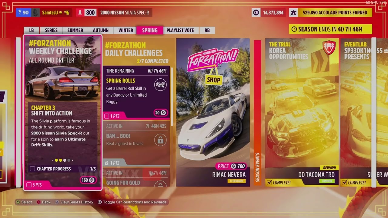 Forza Horizon 5 Forzathon Weekly Challenge Complete ALL ROUND DRIFTER Silvia