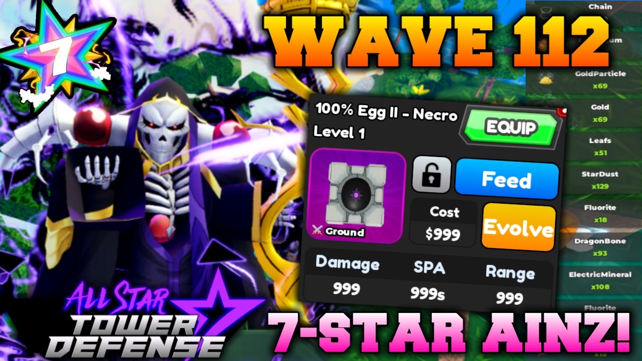 New 7 Star Ainz (100% Necro Egg) TESTED in Material Orbs Farm | All Star Tower Defense Roblox