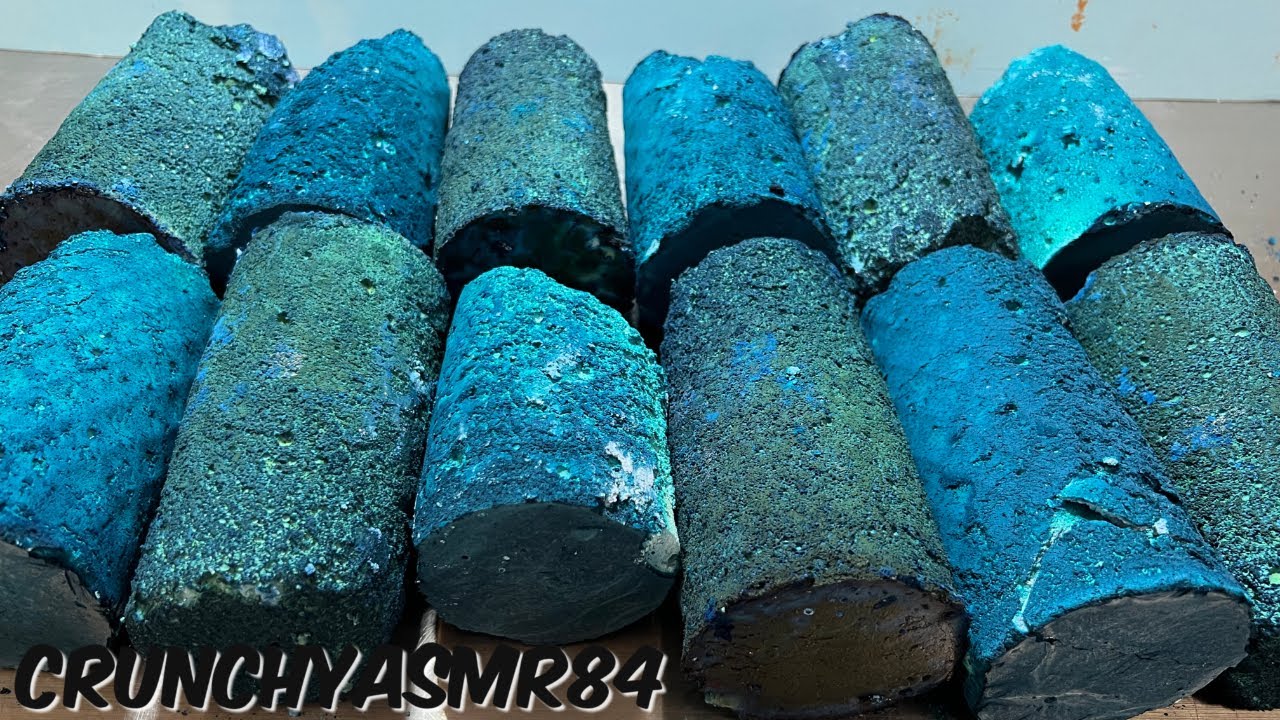 Teal & Blue Chalk Cylinders | Oddly Satisfying | ASMR | Sleep Aid