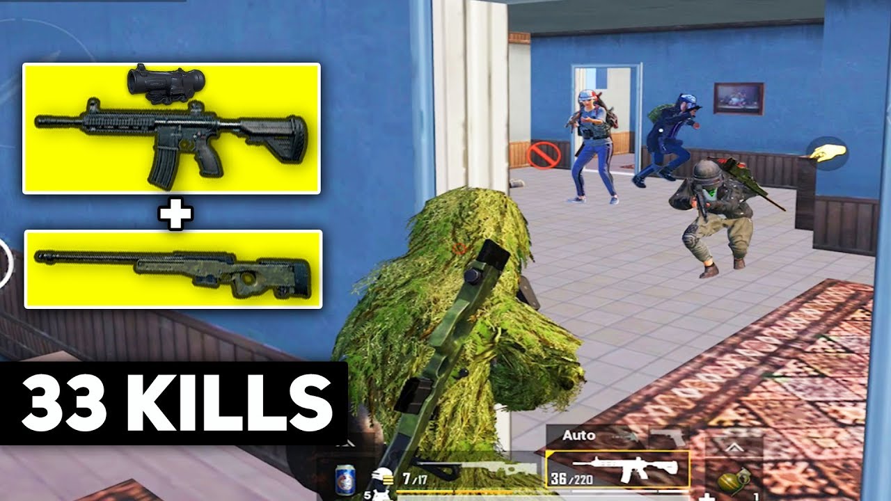 M4+6x Scope & AWM is BEST!! 33 KILLS NEW RECORD | PUBG Mobile