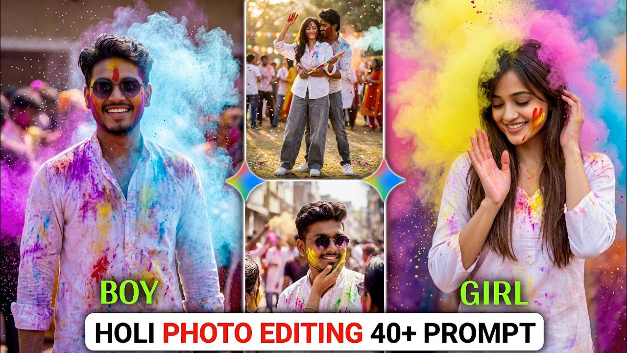 Holi Ai Photo Editing 40+ Prompts 🌈 | Ai Se Holi Ka Photo Kaise Banaye | Gemini Holi Photo Prompt 