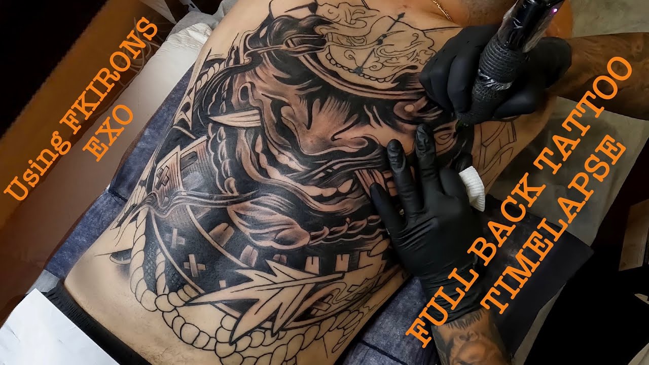 FULL BACK TATTOO TIMELAPSE - STEP BY STEP