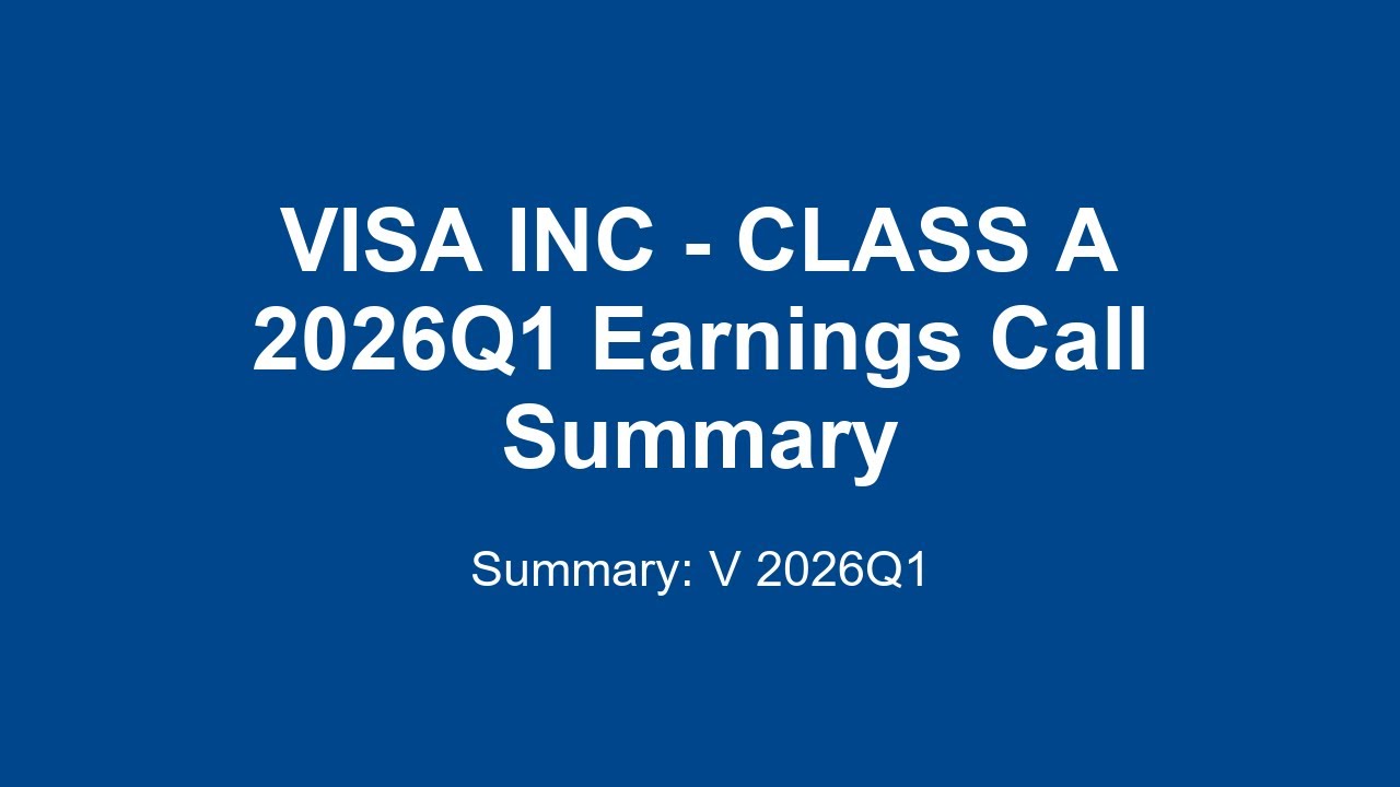VISA INC - CLASS A 2026Q1 : VISA Q1 2026 Earnings: INSANE Growth! What You NEED to Know