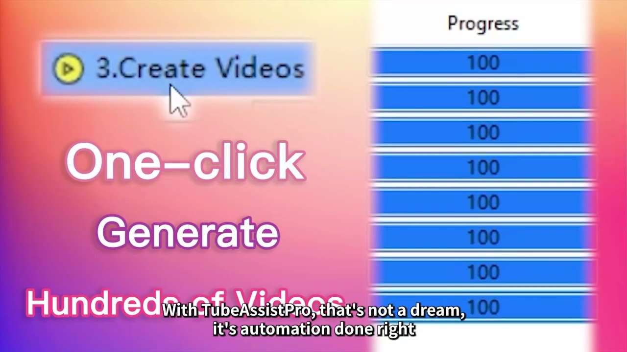 AI Video Generator for Mass Content Creation | TubeAssistPro Bulk AI Video Tool
