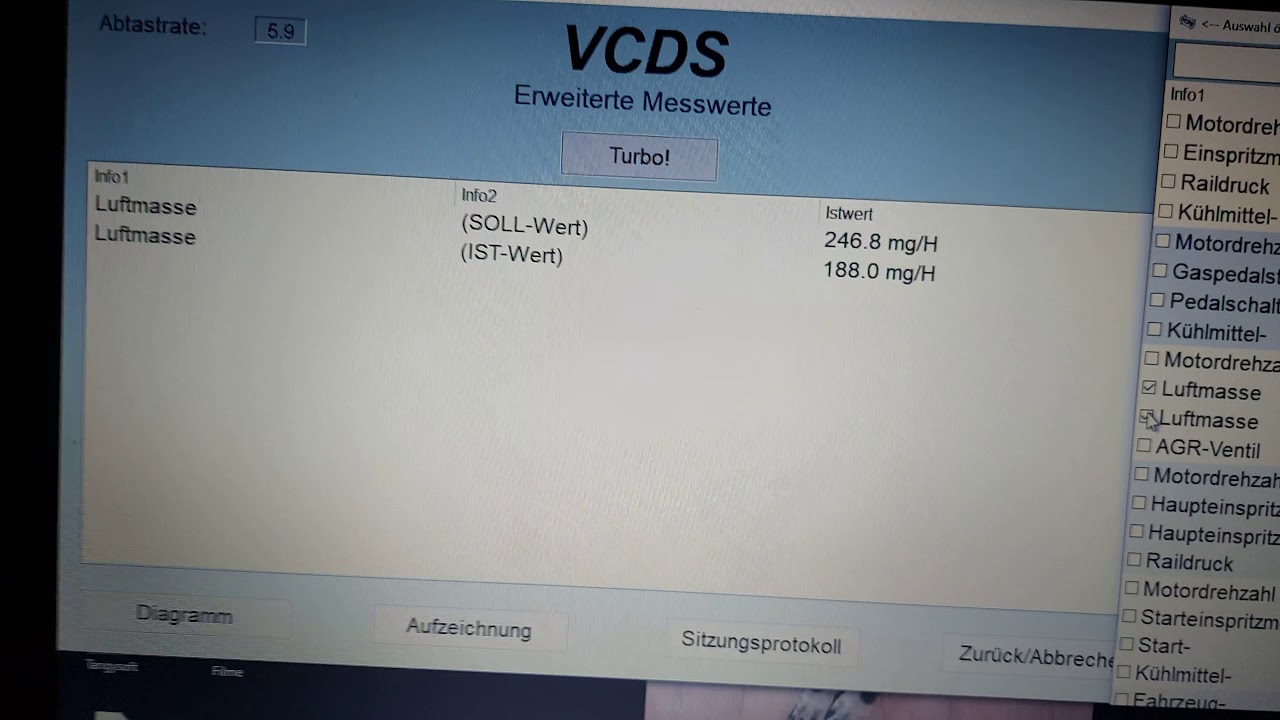 Luftmassenmesser Soll/Ist Wert Vergleich Audi A6 4f 2,7 TDI