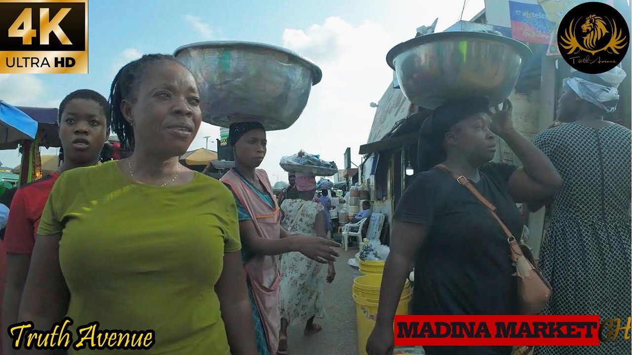 🇬🇭 Madina Market's 4K Walking Tour of Sights and Sounds Of An African Market In Accra-Ghana