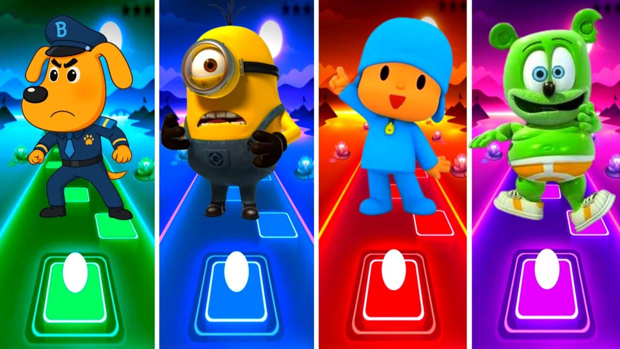 Sheriff Labrador 🆚 Minions Exe 🆚 Pocyou 🆚 Gummy Bear.💥 Who Is The Best?🤔