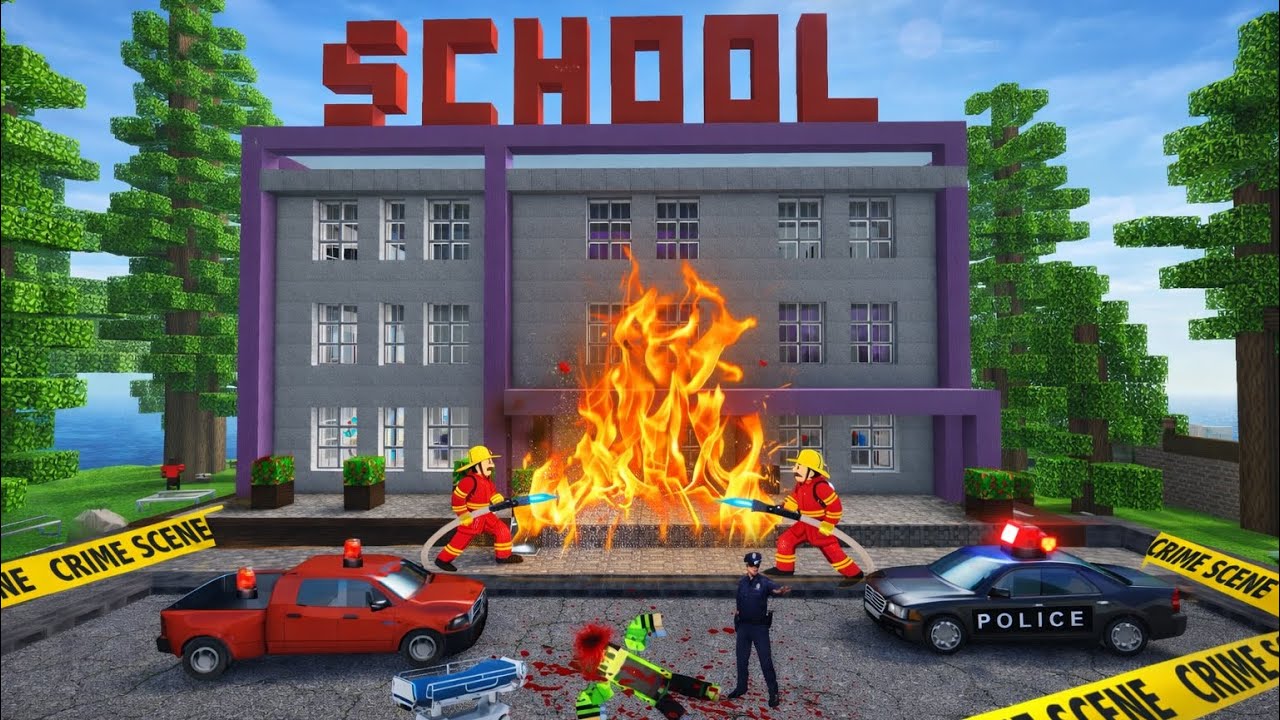 SCHOOL PARTY CRAFT GONE WRONG!HUGE FIRE  EXPLOSION & TOTAL SCHOOL DESTRUCTION!