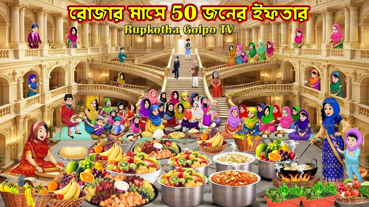 রোজার মাসে 50 জনের ইফতার Rojar Mase 50 Joner Iftar | Cartoon Bangla Cartoon | Rupkotha Golpo TV