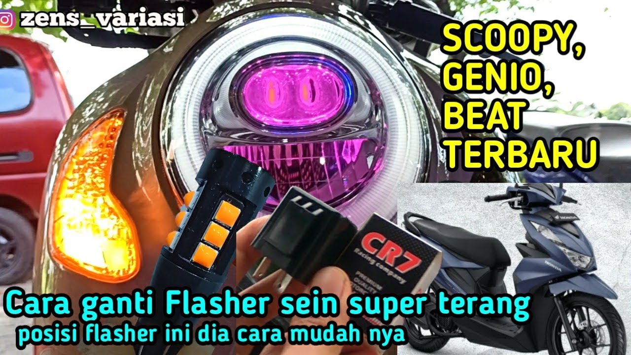 Cara ganti flasher honda scoopy 2021, Genio, Honda beat deluxe ganti sein t10 super terang