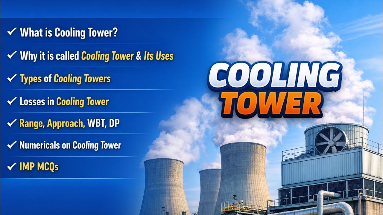 Cooling tower in hindi,type of cooling tower,Indused and forced  draft ,Range,approach,wbt,dewpoint 