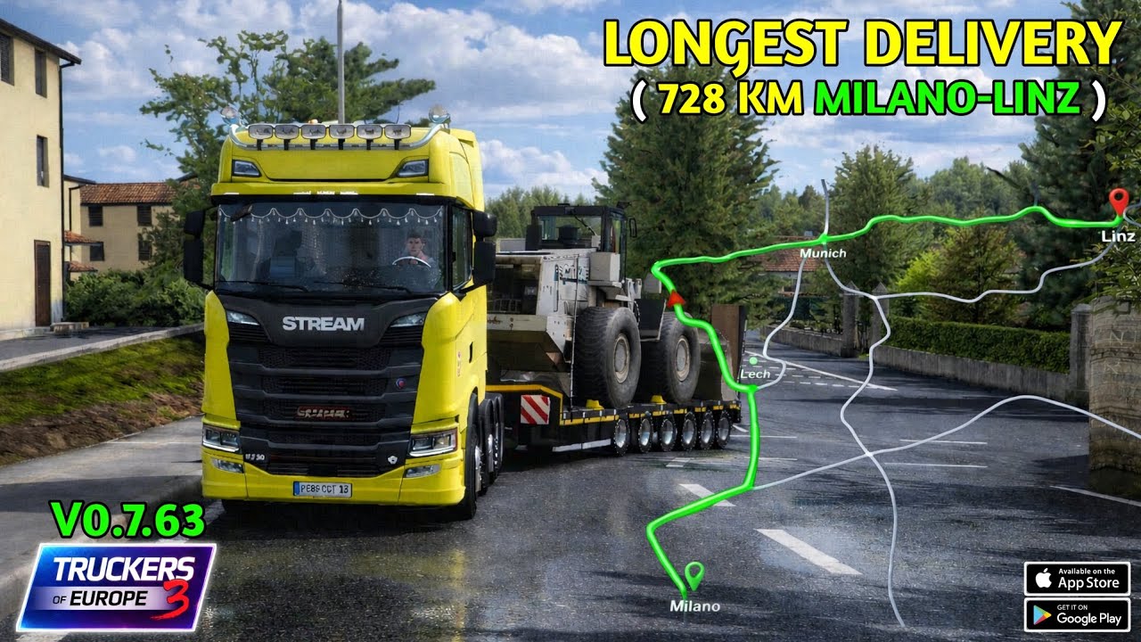 😱 LONGEST DELIVERY (728KM) MILANO - LINZ IN TRUCKERS OF EUROPE 3 NEW UPDATE V0.7.63 (OPEN BETA) 