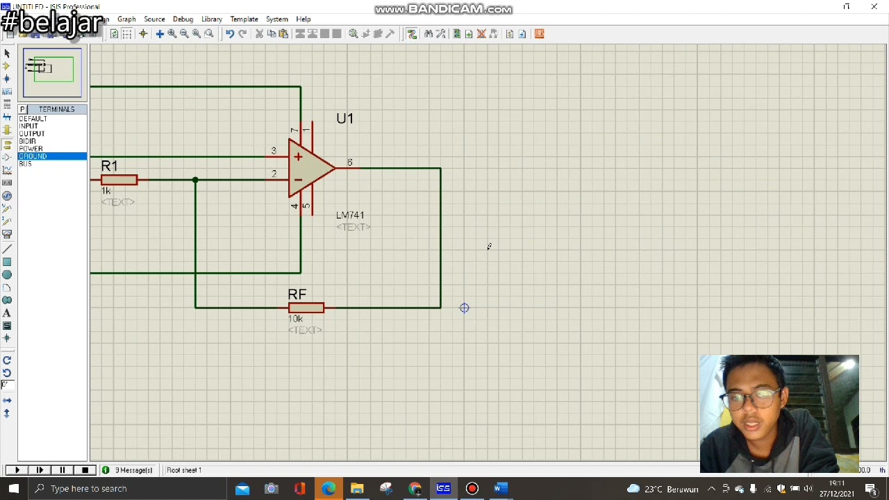 Rangkaian Op Amp Inverting dan Noninverting pada aplikasi Proteus