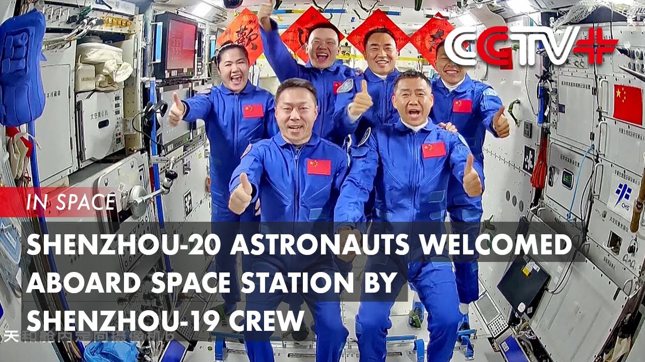 Shenzhou-20 Astronauts Welcomed Aboard Space Station by Shenzhou-19 Crew