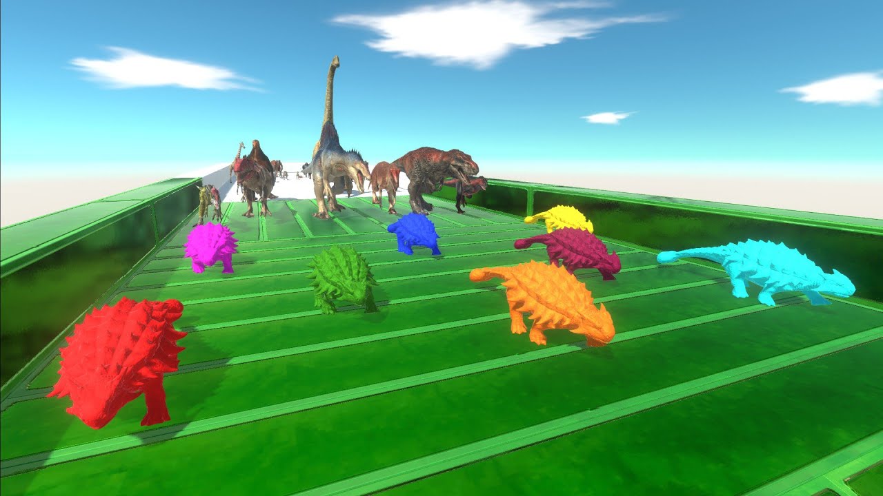 Race To Eat Neon Ankylosaurus Aliens - Animal Revolt Battle Simulator