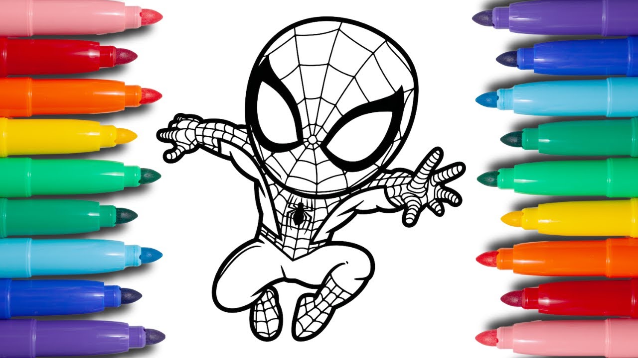 Colorare Spiderman - Tutorial per Bambini - Disegni da colorare Marvel
