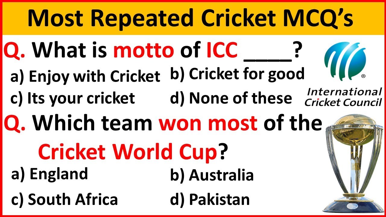 Cricket Mcqs | Top 30 most repeated cricket mcqs | Sports Mcqs |Cricket world cup mcqs| Cricket Quiz