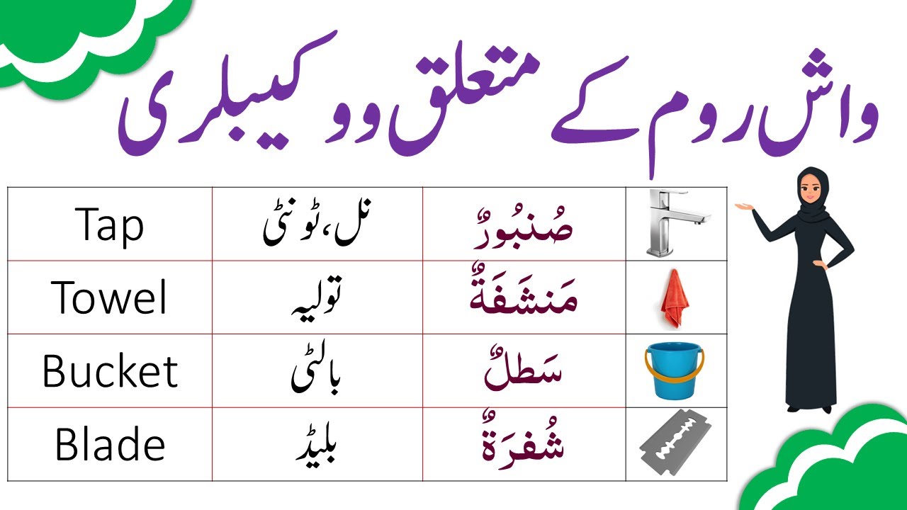 Bathroom Vocabulary in Arabic | اَدوَاتُ المِرحِاضِ | Bathroom Items | Arabic Vocabulary