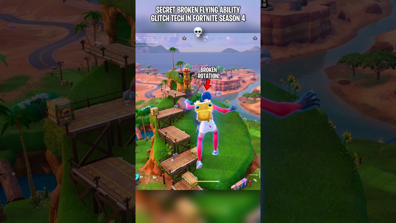 SECRET BROKEN FLYING ABILITY GLIITCH TECH in Fortnite Chapter 7 Season 4 💀 #fortnite #fortniteclips