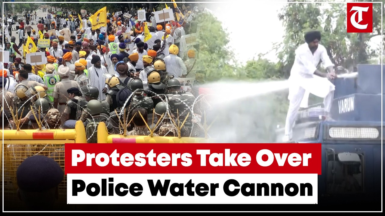 Waris Punjab De Protesters &lsquo;Hijack&rsquo; Police Water Cannon During Chandigarh Protest