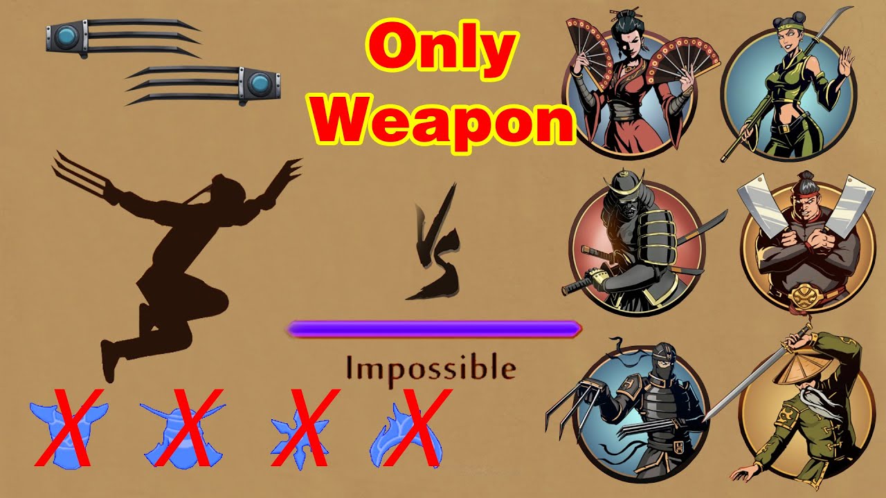 Shadow Fight 2 || Only Lynx's Claws vs BOSSES 「iOS/Android Gameplay」