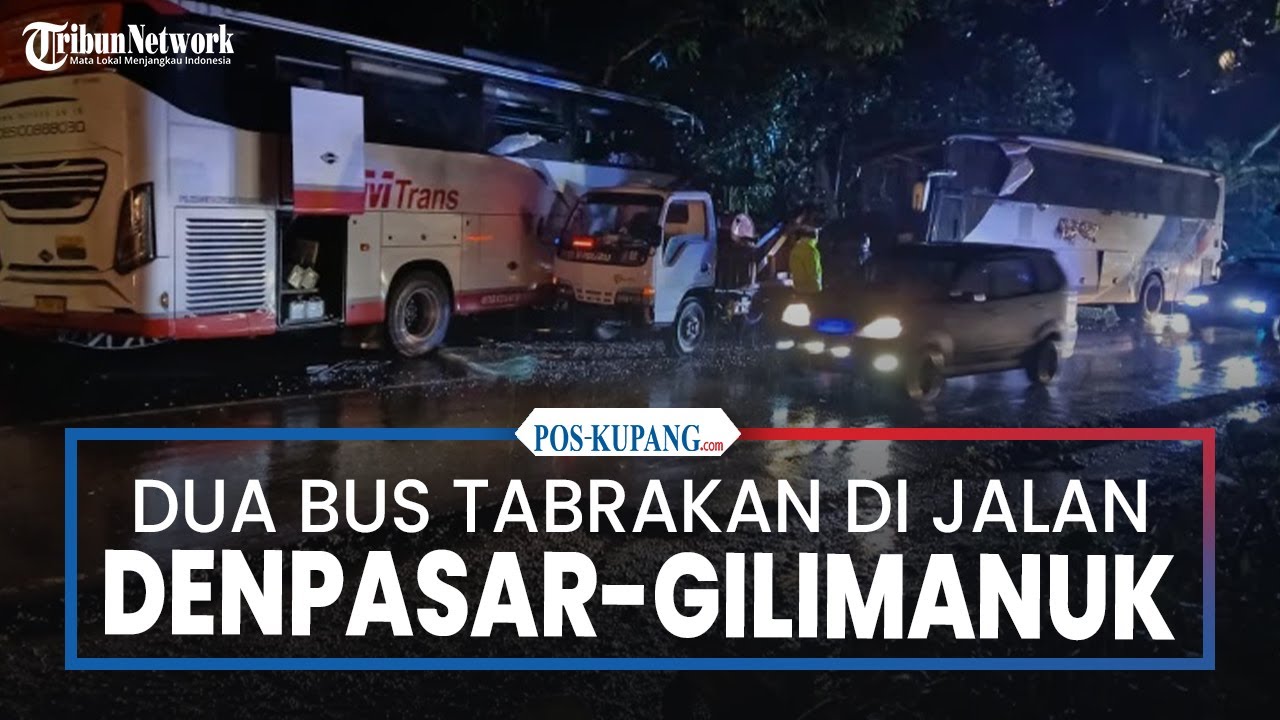 Dua Bus Tabrakan di Jalan Raya Denpasar–Gilimanuk, Sopir dan Penumpang Luka