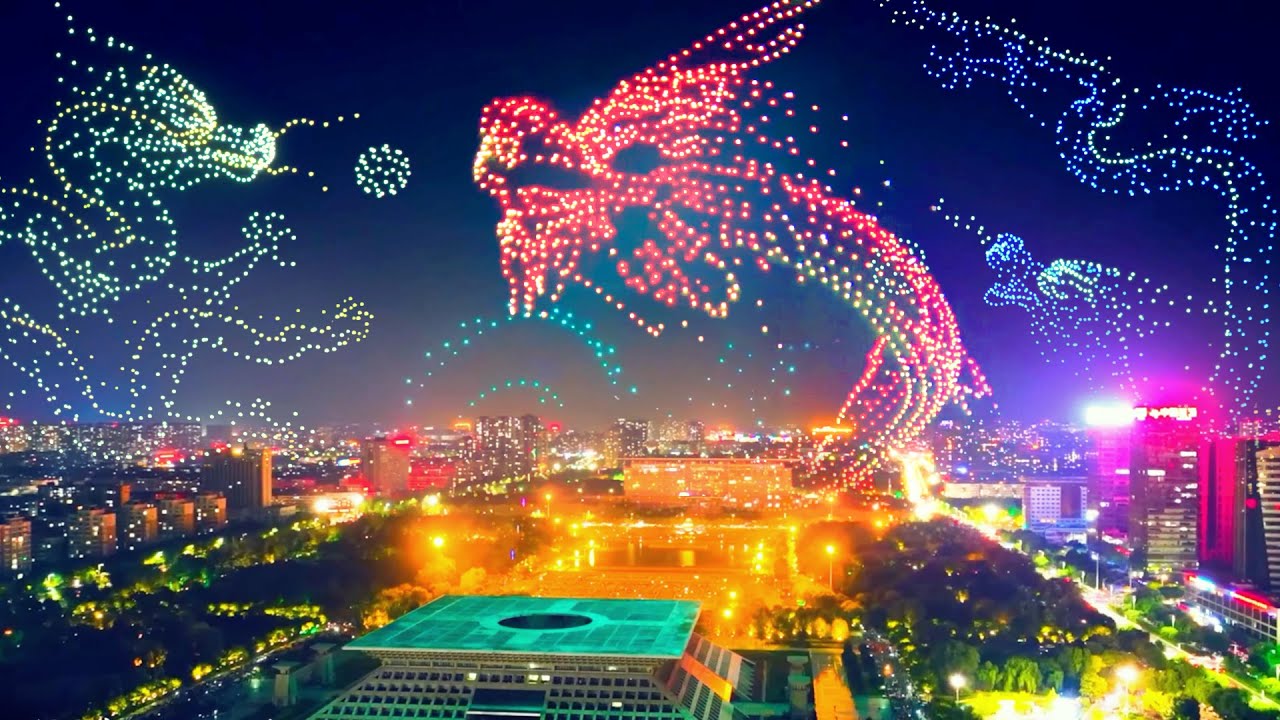 Drone Light Show 🐉 Celebrating Chinese Lunar New Year music m3m 🐉 Flying Dragon 2024 无人机灯光秀：飞龙在天