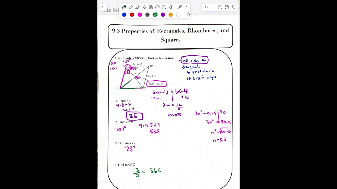 Applying Properties of Quadrilaterals