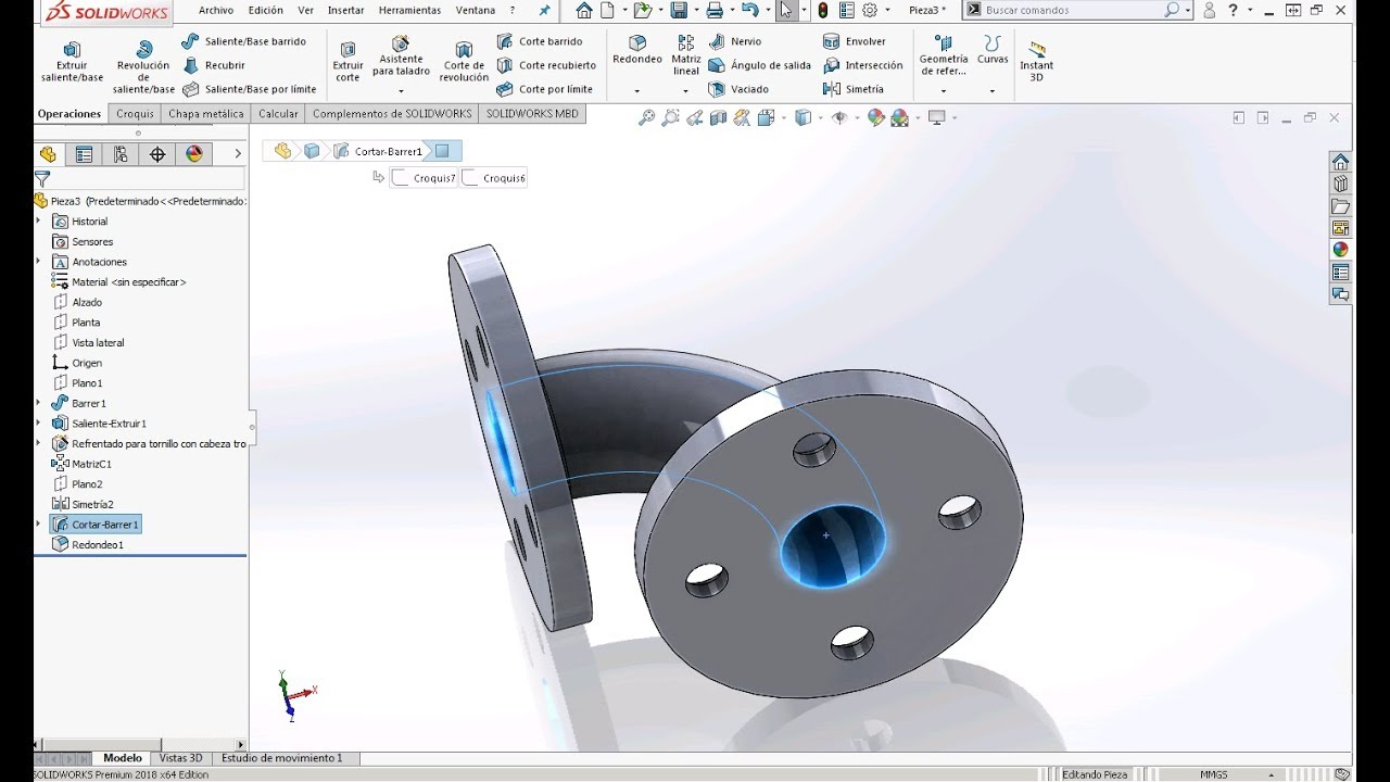 CODO CON BRIDA EN SOLIDWORKS 2018