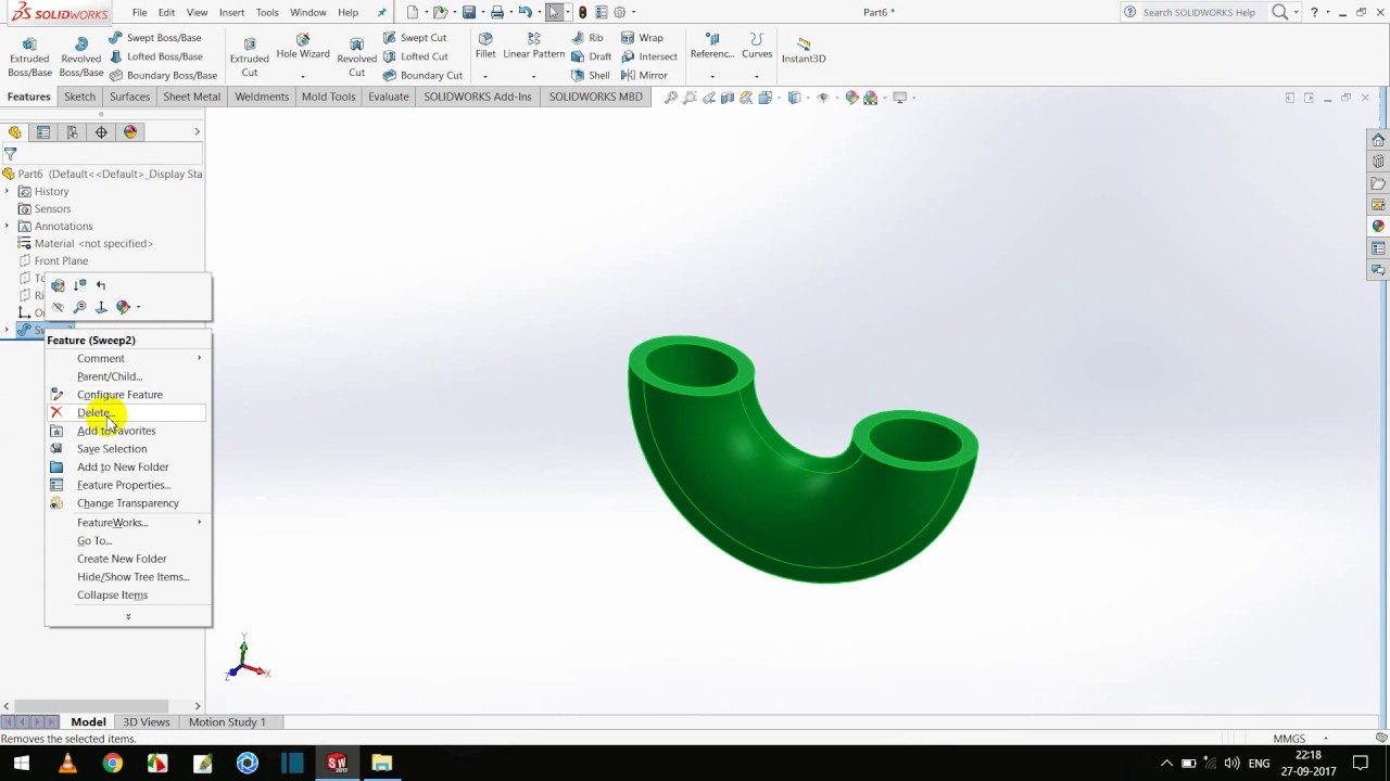 SolidWorks 2017 Tutorial 5 - Swept Boss/Base